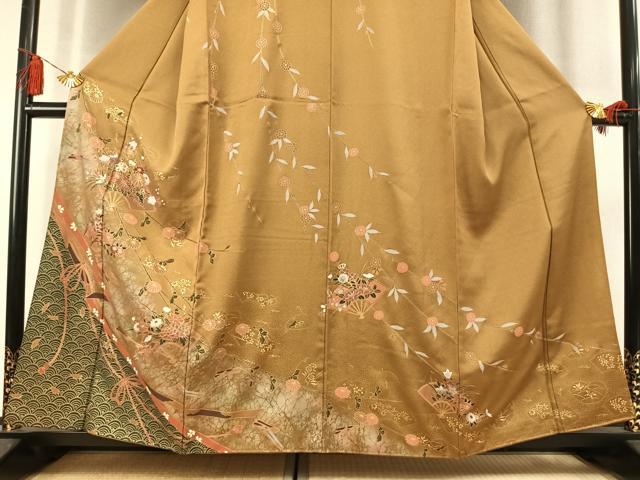 平和屋着物●訪問着　扇面花文　金彩　正絹　逸品　AABM3810fy