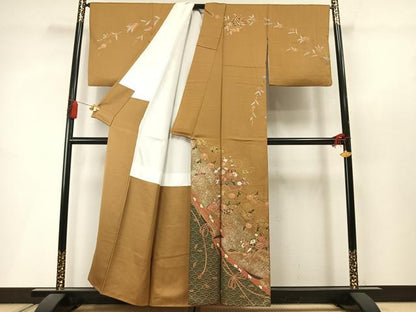 平和屋着物●訪問着　扇面花文　金彩　正絹　逸品　AABM3810fy