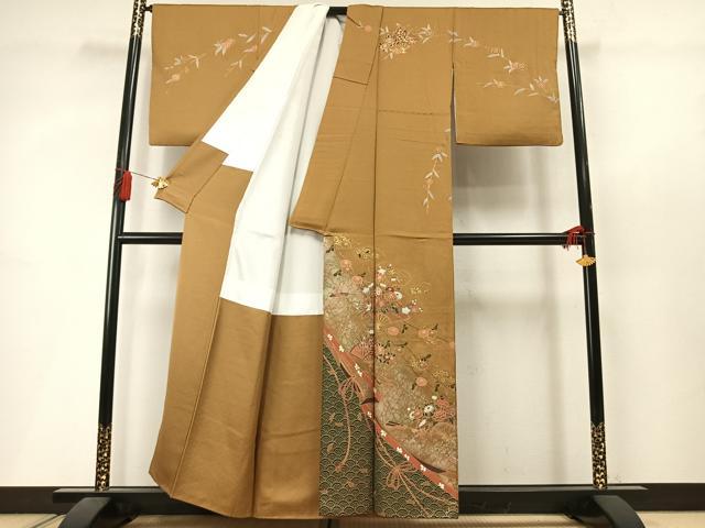 平和屋着物●訪問着　扇面花文　金彩　正絹　逸品　AABM3810fy