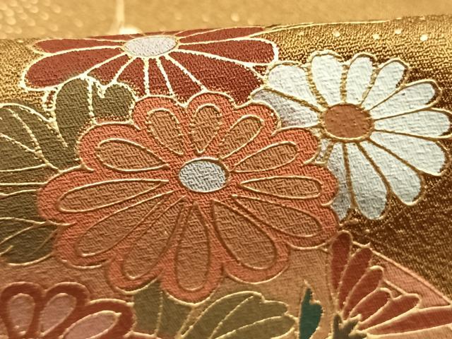 平和屋着物●訪問着　扇面花文　金彩　正絹　逸品　AABM3810fy