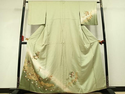 平和屋着物●訪問着　草花丸文　暈し染め　金彩　正絹　逸品　AABM3811fy