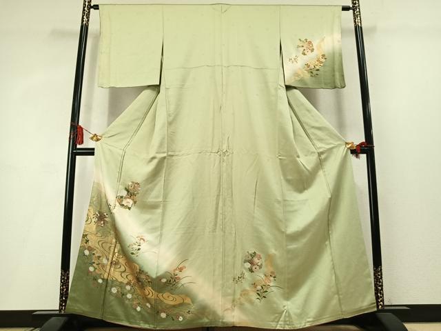 平和屋着物●訪問着　草花丸文　暈し染め　金彩　正絹　逸品　AABM3811fy