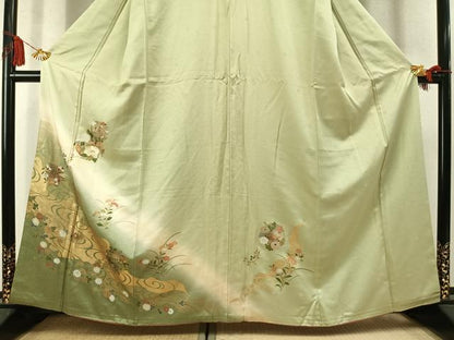 平和屋着物●訪問着　草花丸文　暈し染め　金彩　正絹　逸品　AABM3811fy