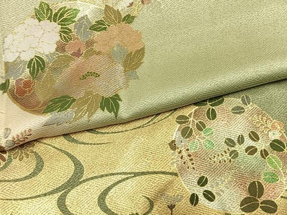 平和屋着物●訪問着　草花丸文　暈し染め　金彩　正絹　逸品　AABM3811fy