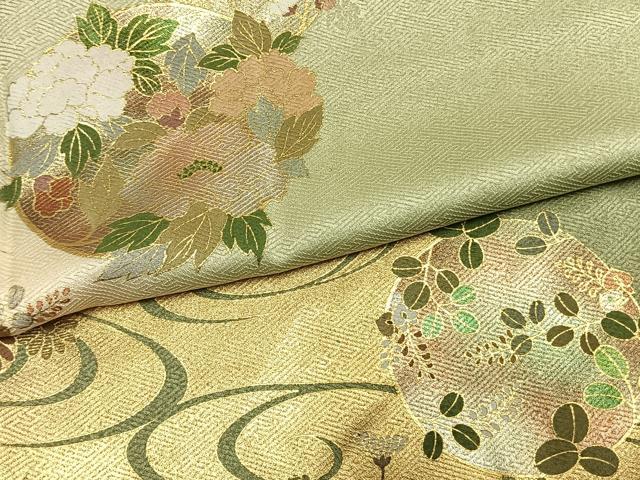 平和屋着物●訪問着　草花丸文　暈し染め　金彩　正絹　逸品　AABM3811fy