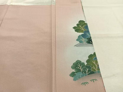 平和屋着物●訪問着　友禅　作家物　風景松文　暈し染め　正絹　逸品　AABM3814fy