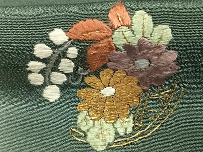 平和屋着物●訪問着　刺繍　草花文　暈し染め　金糸　正絹　逸品　AABM3815fy