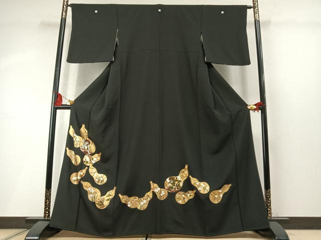 平和屋着物●豪華黒留袖　瓢箪　風神雷神　金彩　鈴乃屋扱い　正絹　逸品　未使用　AABM3823fy