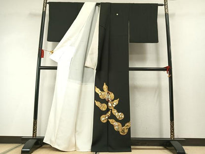 平和屋着物●豪華黒留袖　瓢箪　風神雷神　金彩　鈴乃屋扱い　正絹　逸品　未使用　AABM3823fy