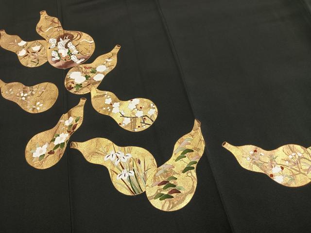 平和屋着物●豪華黒留袖　瓢箪　風神雷神　金彩　鈴乃屋扱い　正絹　逸品　未使用　AABM3823fy