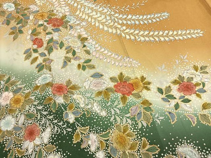 平和屋着物●豪華振袖　辻が花　駒刺繍　暈し染め　金彩　正絹　逸品　AABM3825fy