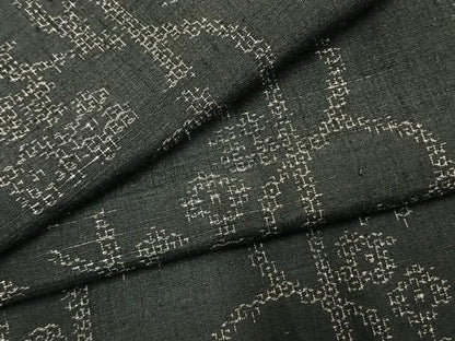 平和屋着物●結城紬　飛び亀甲柄　花唐草文　正絹　逸品　AABM3827fy