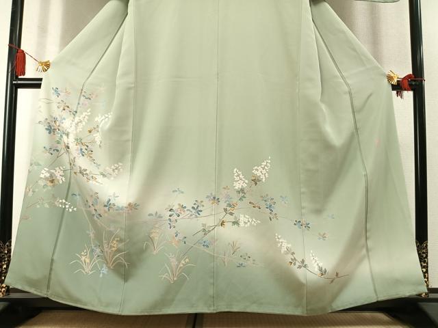 平和屋着物●訪問着　友禅　作家物　枝花文　暈し染め　正絹　逸品　AABM3828fy