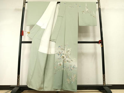 平和屋着物●訪問着　友禅　作家物　枝花文　暈し染め　正絹　逸品　AABM3828fy