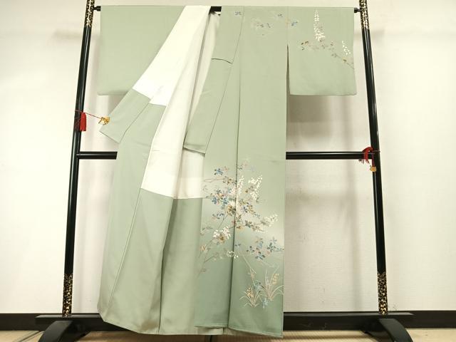 平和屋着物●訪問着　友禅　作家物　枝花文　暈し染め　正絹　逸品　AABM3828fy