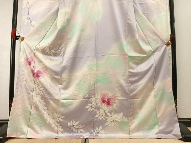 平和屋着物●豪華振袖　絞り　花鳥文　暈し染め　金銀彩　正絹　逸品　AABM3830fy