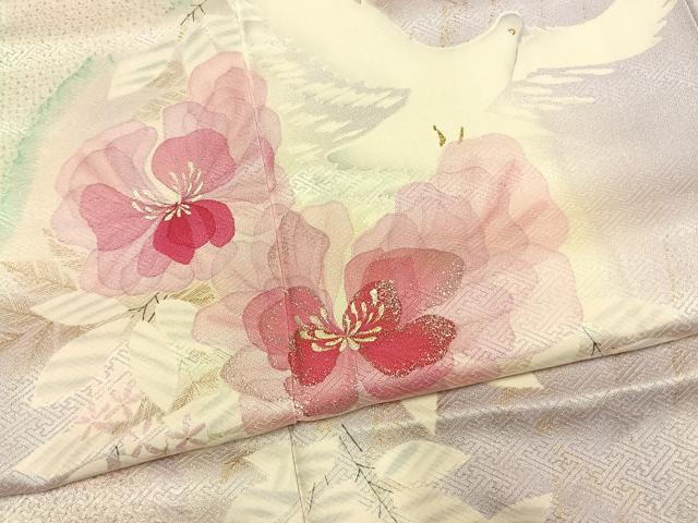 平和屋着物●豪華振袖　絞り　花鳥文　暈し染め　金銀彩　正絹　逸品　AABM3830fy