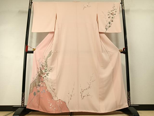 平和屋着物●訪問着　枝花文　暈し染め　金彩　正絹　逸品　AABM3834fy