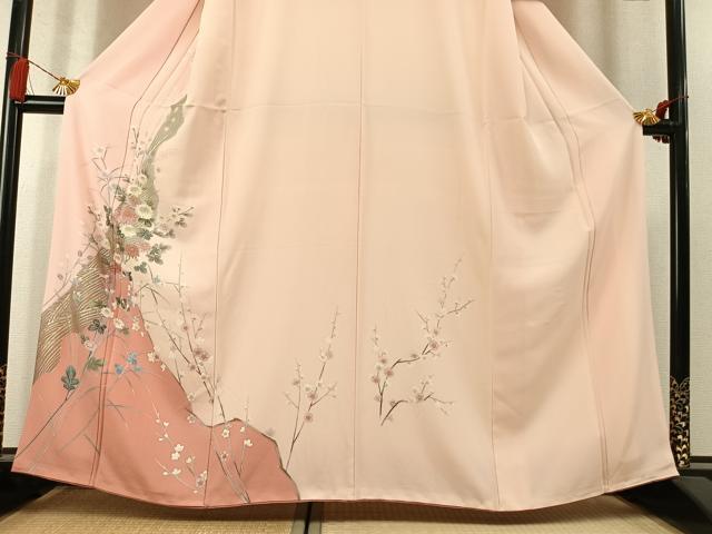 平和屋着物●訪問着　枝花文　暈し染め　金彩　正絹　逸品　AABM3834fy
