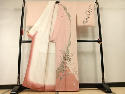 平和屋着物●訪問着　枝花文　暈し染め　金彩　正絹　逸品　AABM3834fy