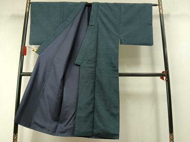 平和屋着物●男性　本塩沢　110亀甲　総詰め　正絹　逸品　AABM3835fy