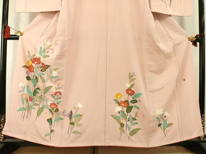 平和屋着物▼訪問着　友禅　作家物　枝花文　正絹　逸品　AABM3836fy