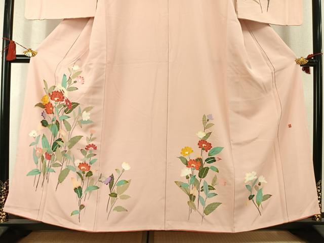 平和屋着物▼訪問着　友禅　作家物　枝花文　正絹　逸品　AABM3836fy