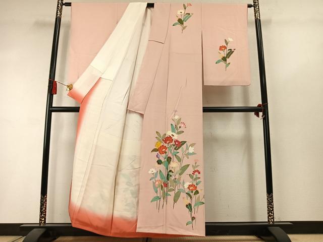平和屋着物▼訪問着　友禅　作家物　枝花文　正絹　逸品　AABM3836fy