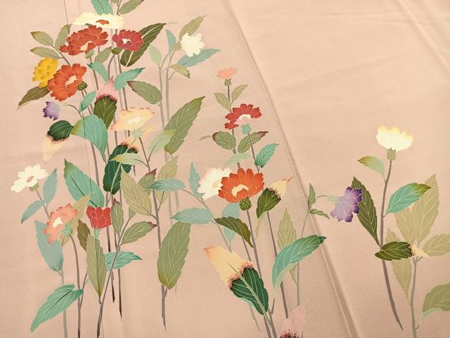 平和屋着物▼訪問着　友禅　作家物　枝花文　正絹　逸品　AABM3836fy