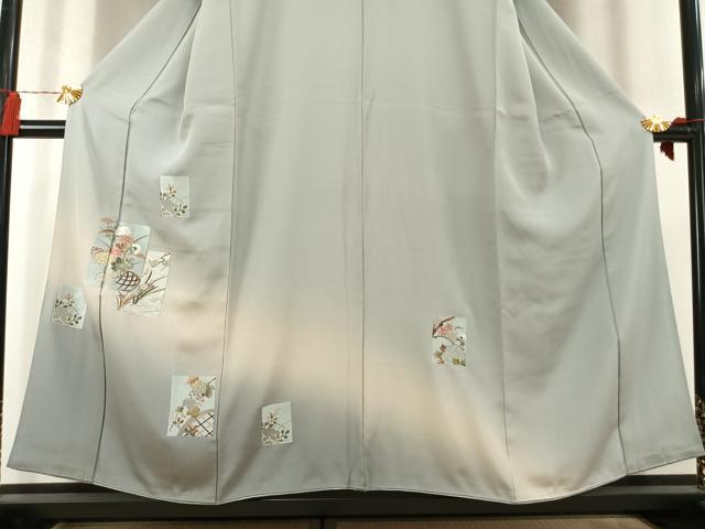 平和屋着物●訪問着　総刺繍　色紙重ね花文　暈し染め　金糸　正絹　逸品　AABM3841fy