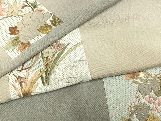 平和屋着物●訪問着　総刺繍　色紙重ね花文　暈し染め　金糸　正絹　逸品　AABM3841fy