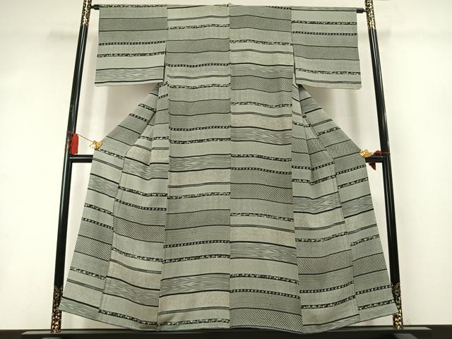 平和屋着物●上質な小紋　横段花蝶文　正絹　逸品　AABM3846fy