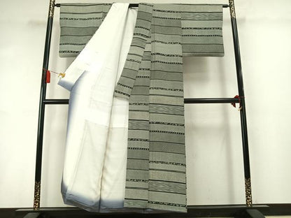 平和屋着物●上質な小紋　横段花蝶文　正絹　逸品　AABM3846fy