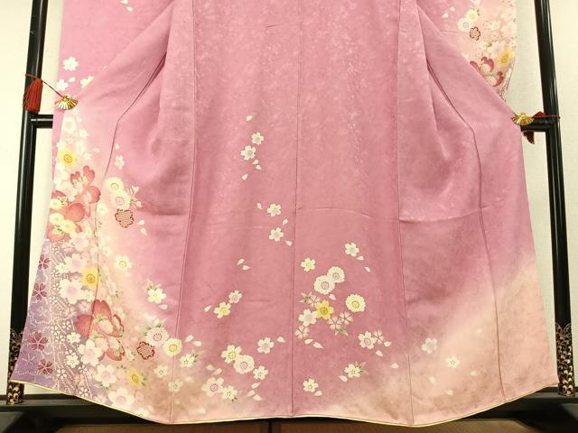 平和屋着物●豪華振袖　草花文　暈し染め　金彩　正絹　逸品　AABM3847fy