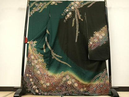 平和屋着物●豪華振袖　絞り　辻が花　暈し染め　金彩　正絹　逸品　AABM3849fy