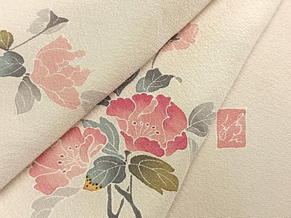 平和屋着物●訪問着　友禅　作家物　枝花文　暈し染め　正絹　逸品　AABM3854fy