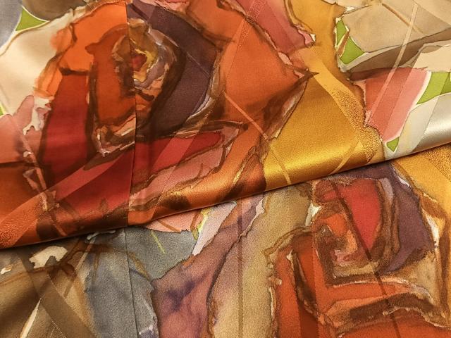 平和屋着物●豪華振袖　作家物　手描き　草花文　正絹　逸品　AABM3856fy