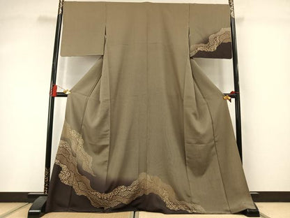 平和屋着物●訪問着　印傳　道長花文　暈し染め　ロング丈　正絹　逸品　AABM3857fy