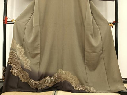 平和屋着物●訪問着　印傳　道長花文　暈し染め　ロング丈　正絹　逸品　AABM3857fy