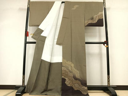 平和屋着物●訪問着　印傳　道長花文　暈し染め　ロング丈　正絹　逸品　AABM3857fy