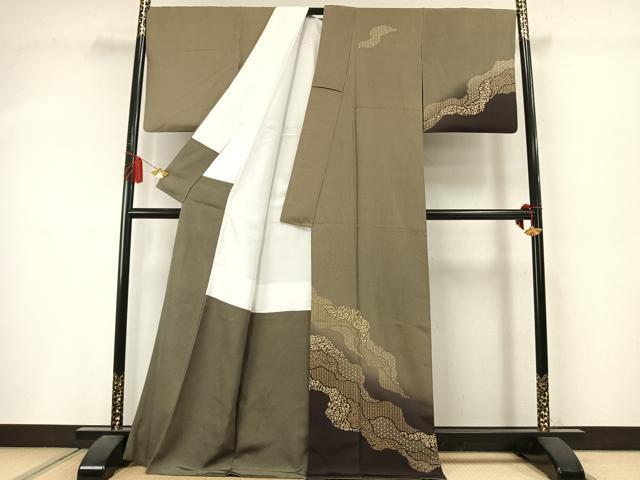 平和屋着物●訪問着　印傳　道長花文　暈し染め　ロング丈　正絹　逸品　AABM3857fy