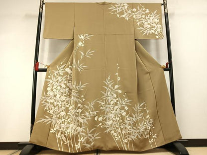 平和屋着物●訪問着　刺繍　枝花文　金彩　正絹　逸品　AABM3862fy