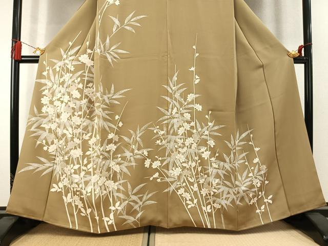 平和屋着物●訪問着　刺繍　枝花文　金彩　正絹　逸品　AABM3862fy