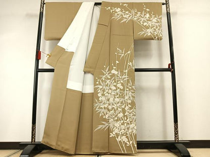 平和屋着物●訪問着　刺繍　枝花文　金彩　正絹　逸品　AABM3862fy