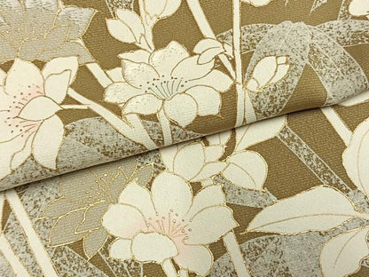 平和屋着物●訪問着　刺繍　枝花文　金彩　正絹　逸品　AABM3862fy
