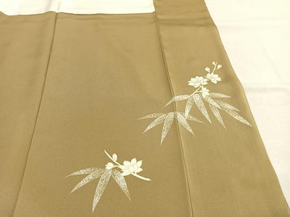 平和屋着物●訪問着　刺繍　枝花文　金彩　正絹　逸品　AABM3862fy
