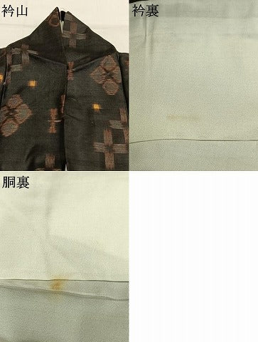 平和屋着物●国指定重要無形文化財　本場久米島紬　手織　正絹　逸品　AABM3867fy