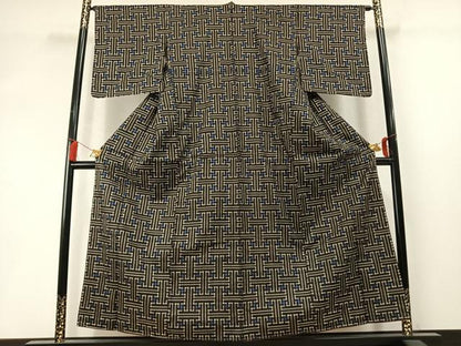 平和屋着物●本場大島紬　龍郷絣　秋名バラ　正絹　逸品　AABM3870fy