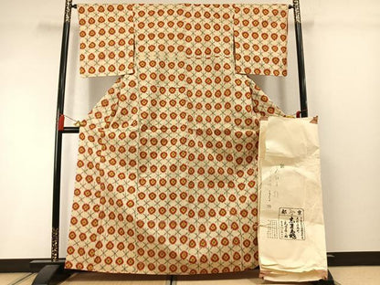 平和屋着物●銀座　志ま亀　紬　幾何学文様　たとう紙付き　正絹　逸品　未使用　AABM3873fy