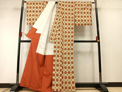 平和屋着物●銀座　志ま亀　紬　幾何学文様　たとう紙付き　正絹　逸品　未使用　AABM3873fy